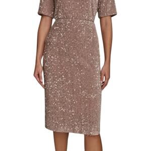 Donna Karan New York Women's Sequined Pencil Skirt in Mink Pink